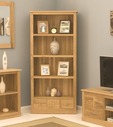 Picture of Mobel Oak Large 3 Drawer Bookcase