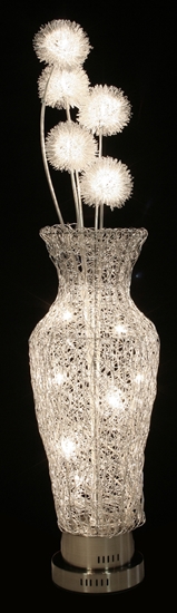 Picture of Woven Wire Lamp - Vase of Puff Ball Flowers
